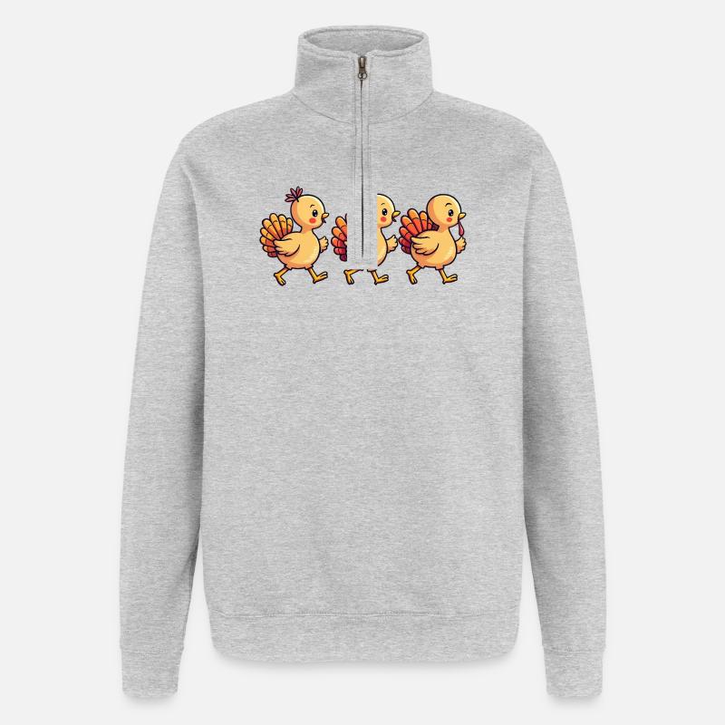 Bébé dinde de Thanksgiving - Sweat à zip 1/4 - gris chiné