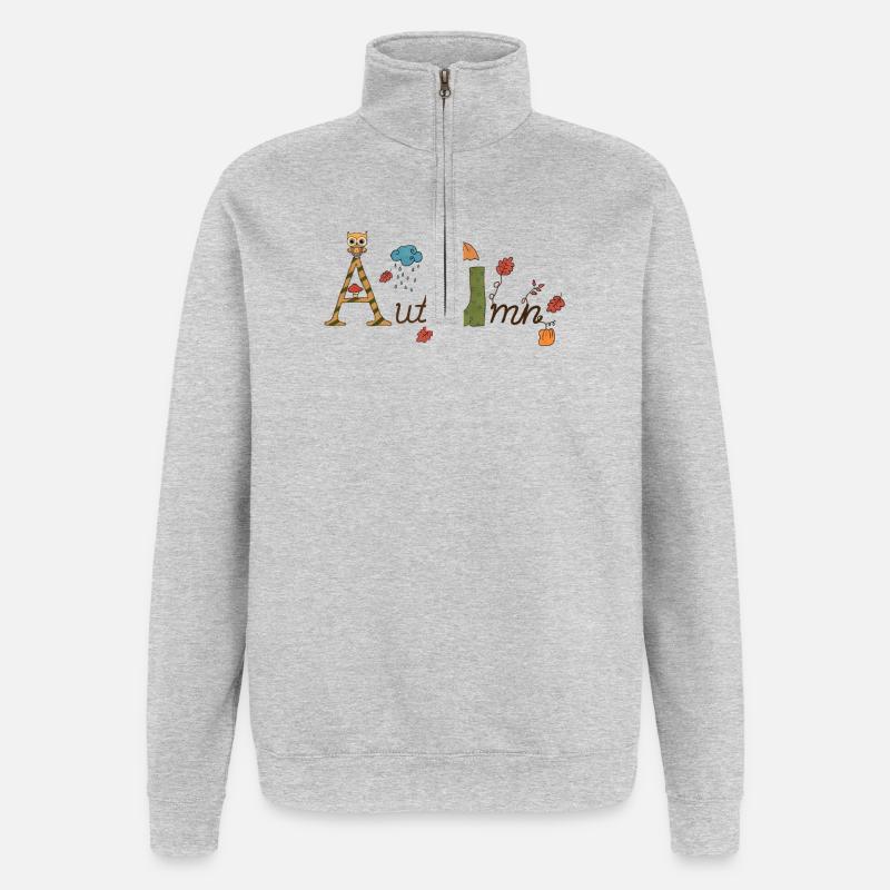 10_Herbst - Sweat à zip 1/4 - gris chiné