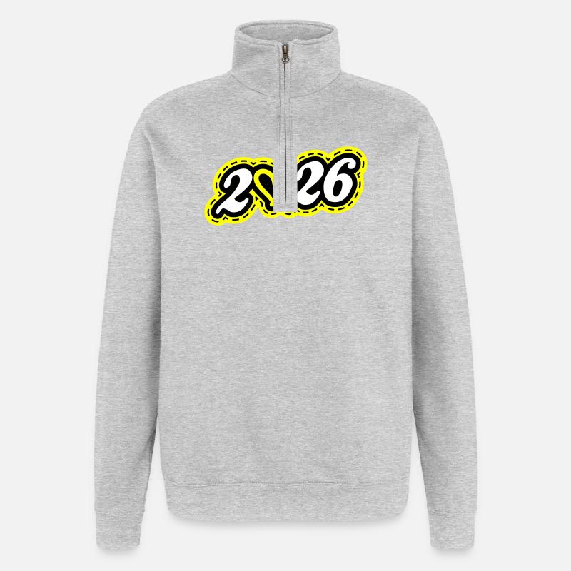 2026 Herz - Quarter-Zip-Sweatshirt - Grau meliert
