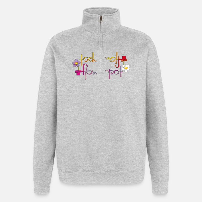 pot de fleur - Sweat à zip 1/4 - gris chiné