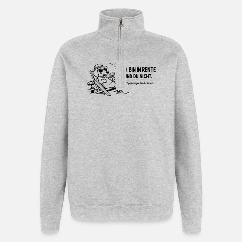 Lustiges Rentner Bild Spruch Dackel - Quarter-Zip-Sweatshirt - Grau meliert