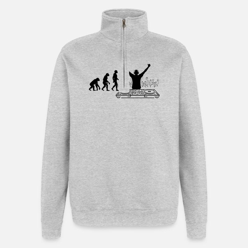 Evolution zum DJ Humor Fun  - Quarter-Zip-Sweatshirt - Grau meliert