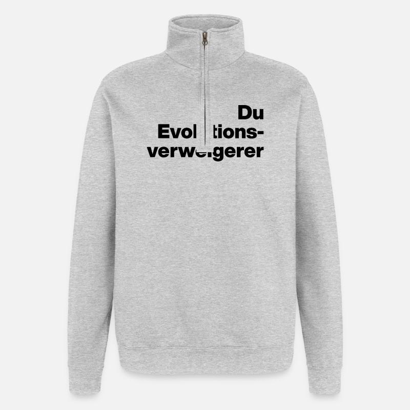 DU EVOLUTIONSVERWEIGERER. SARKASMUS, FRECH - Quarter-Zip-Sweatshirt - Grau meliert