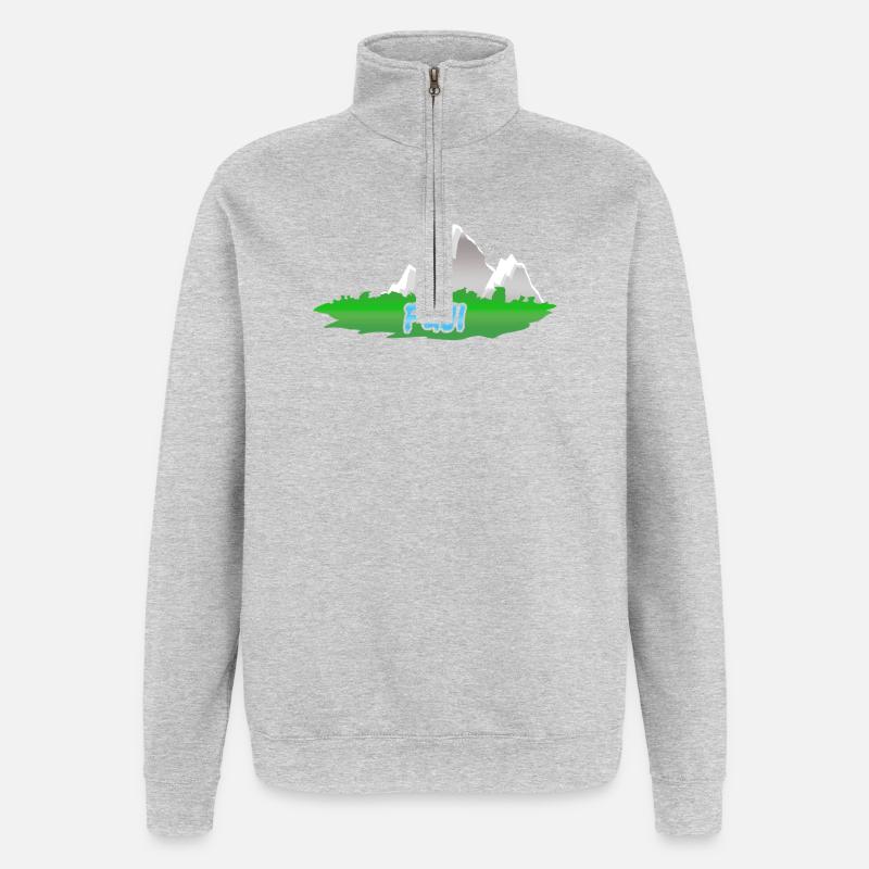 Fuji als Berg - Quarter-Zip-Sweatshirt - Grau meliert