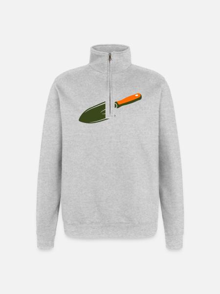 Schaufel Kelle Schatzsuche Garten - Quarter-Zip-Sweatshirt - Grau meliert