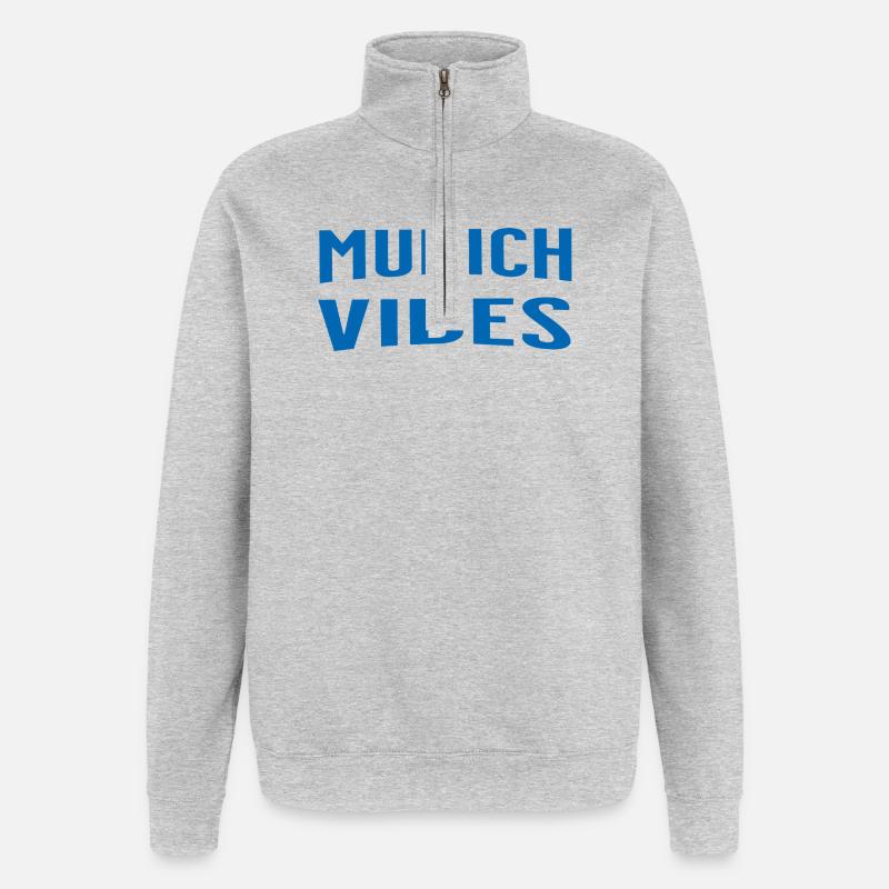 Munich Vibes - Quarter-Zip-Sweatshirt - Grau meliert