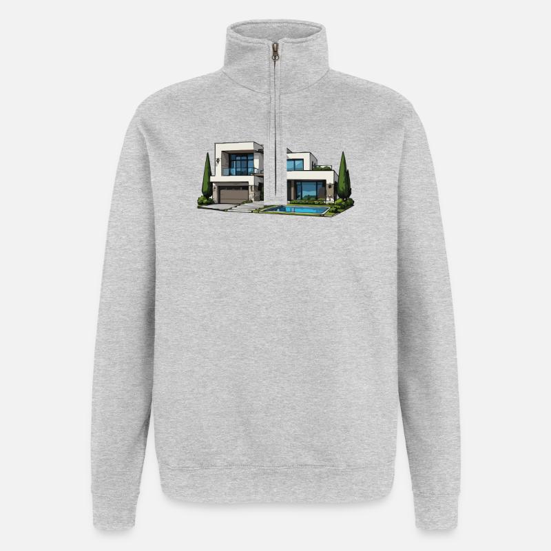 Modern villa with pool - Quarter-Zip Sweatshirt - heather grey