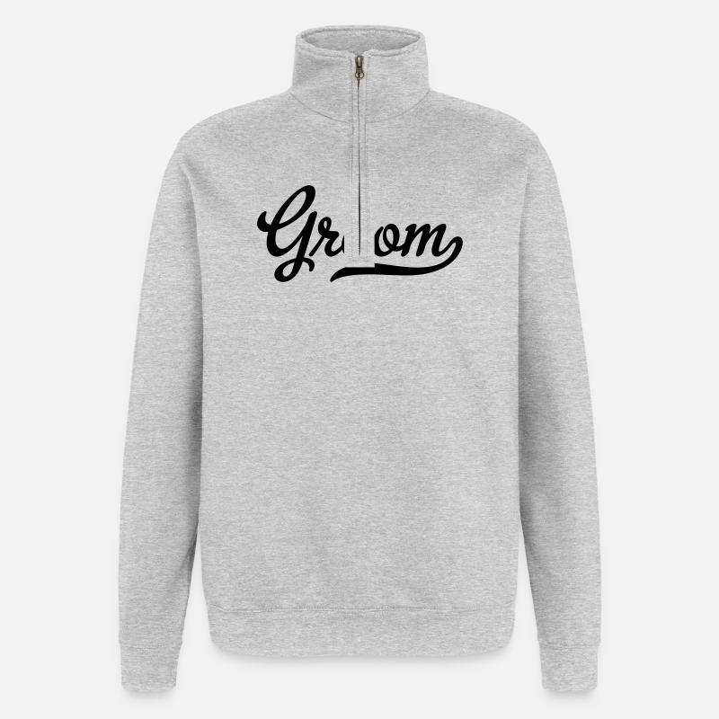 groom - Sweat à zip 1/4 - gris chiné