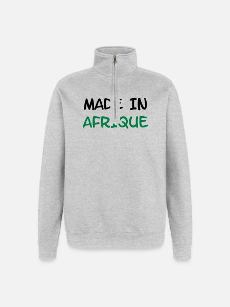 Made in AFRIQUE ! - Sweat à zip 1/4 - gris chiné