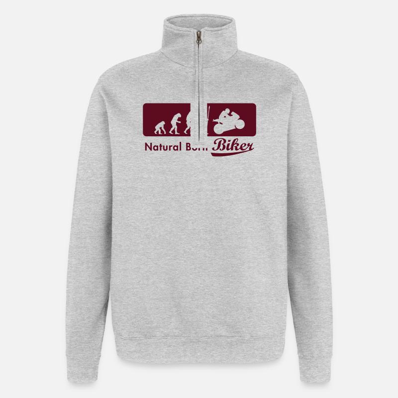 evolution_biker - Sweat à zip 1/4 - gris chiné