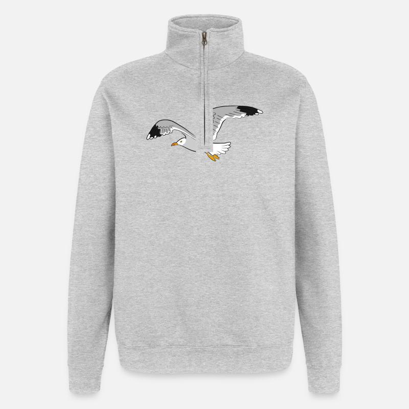mouette - Sweat à zip 1/4 - gris chiné