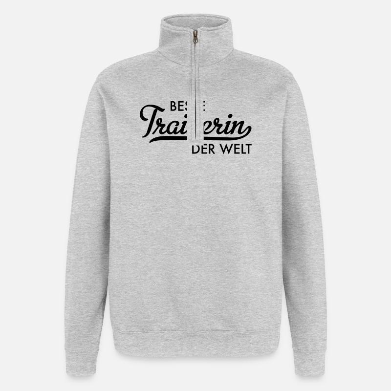 beste trainerin der welt - Quarter-Zip-Sweatshirt - Grau meliert