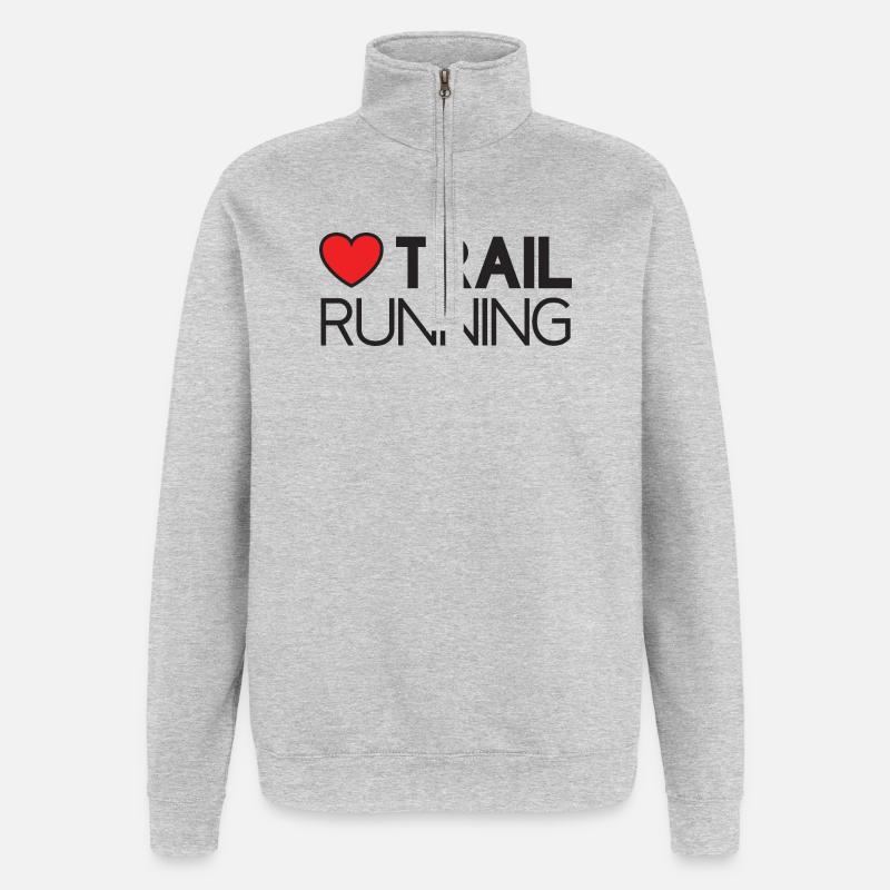 J’adore le trail running - Sweat à zip 1/4 - gris chiné