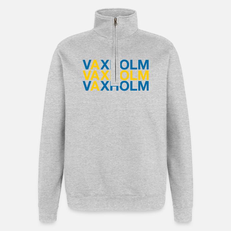 VAXHOLM Sverige Suède Suède Drapeau - Sweat à zip 1/4 - gris chiné