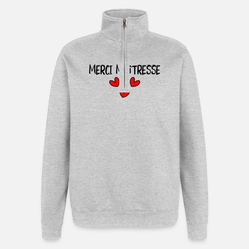 MAÎTRESSE. MERCI. MERCI MAÎTRESSE - Sweat à zip 1/4 - gris chiné