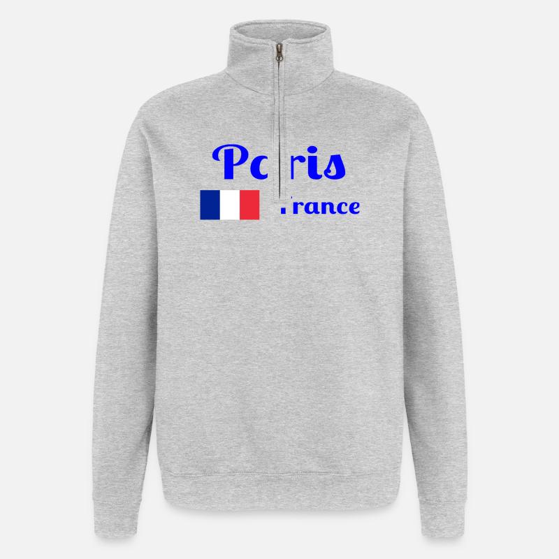 Paris Frankreich - Stilvolle Drucke - Quarter-Zip-Sweatshirt - Grau meliert