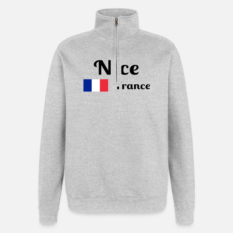 Nizza Frankreich - Stilvolle Drucke - Quarter-Zip-Sweatshirt - Grau meliert