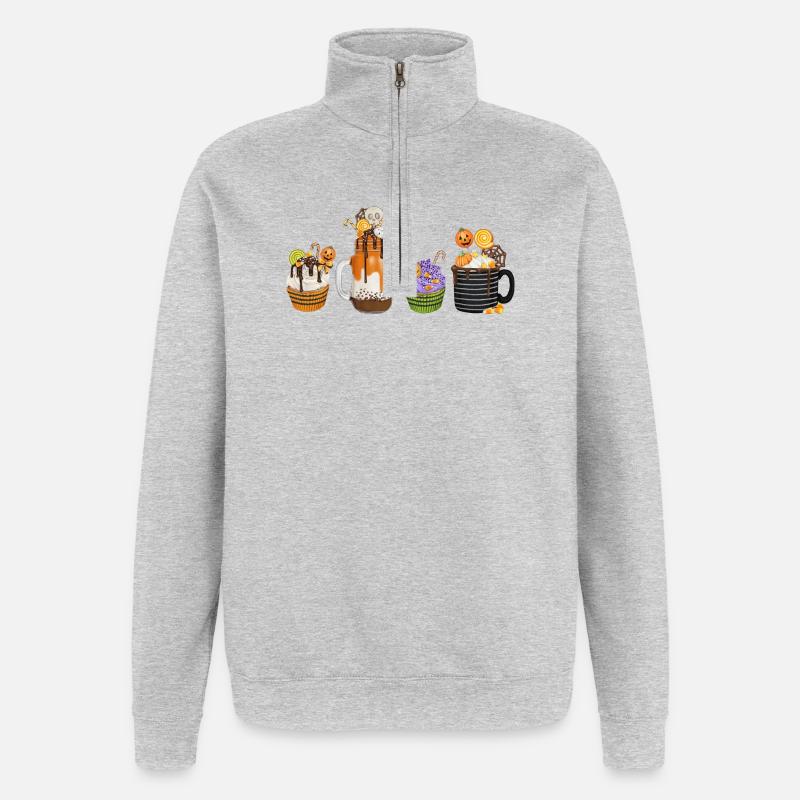 🎃 Süße Halloween Versuchung – Cupcakes & Drinks  - Quarter-Zip-Sweatshirt - Grau meliert