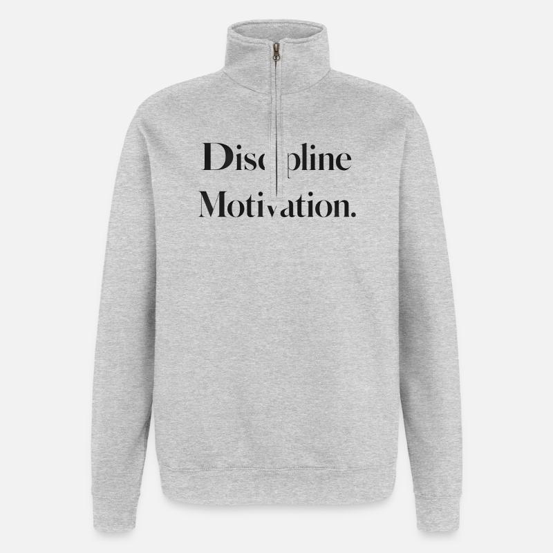 Disziplin Motivation Typografie - Quarter-Zip-Sweatshirt - Grau meliert