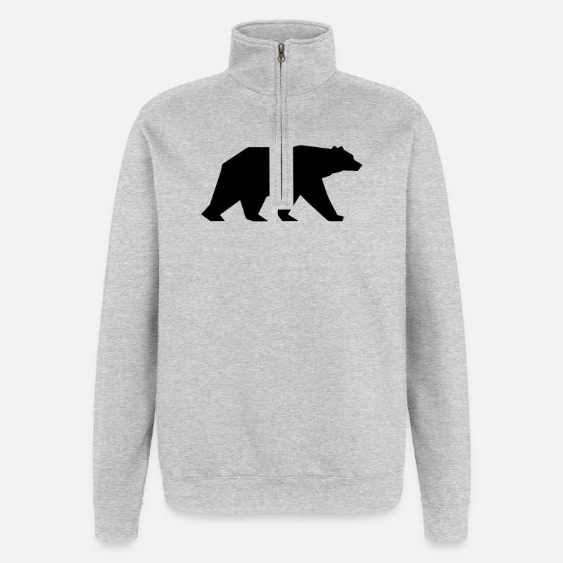 Bär Silhouette Symbol - Quarter-Zip-Sweatshirt - Grau meliert