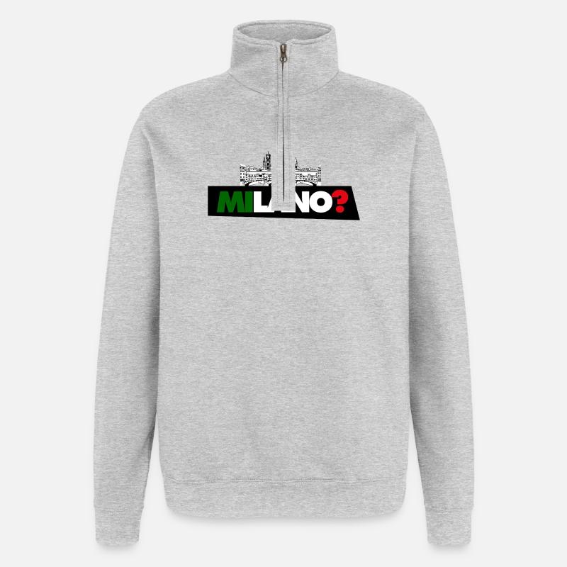 Mailand? - Quarter-Zip-Sweatshirt - Grau meliert