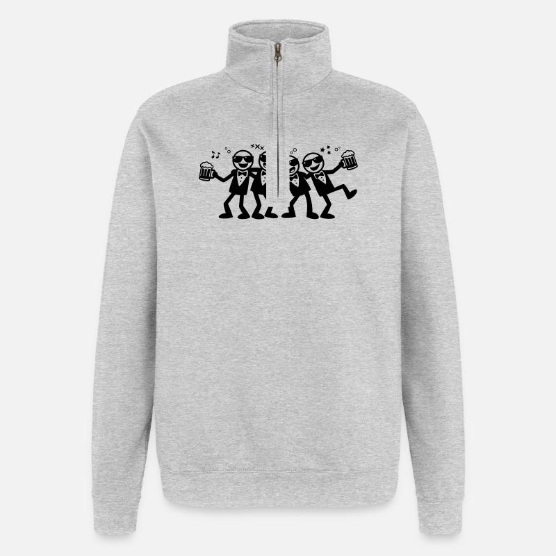 Bräutigam Freunde Gruppe Bier - Quarter-Zip-Sweatshirt - Grau meliert
