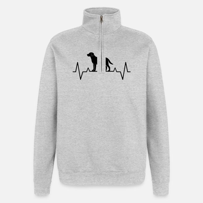 Geschenkidee Hundemama Labrador Herzschlag EKG - Quarter-Zip-Sweatshirt - Grau meliert
