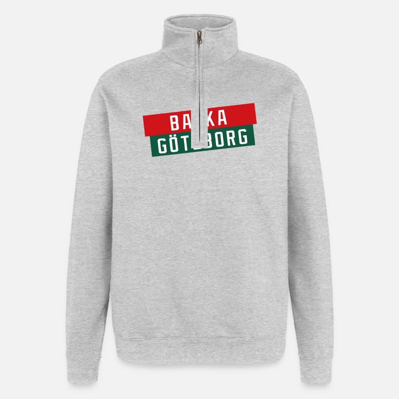 Backa Göteborg Diagonaltext - Quarter-Zip Sweatshirt - heather grey