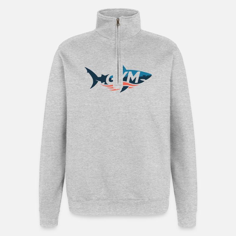 Emblème de l’Aqua Shark Gym - Sweat à zip 1/4 - gris chiné