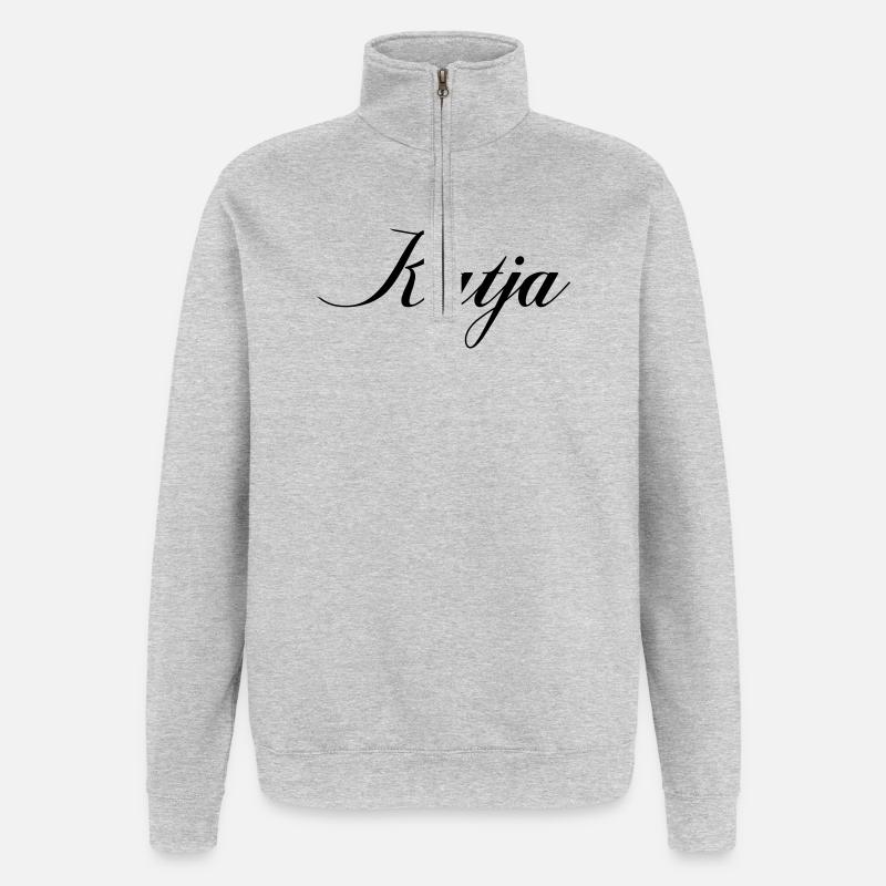 Nom Katja - Sweat à zip 1/4 - gris chiné