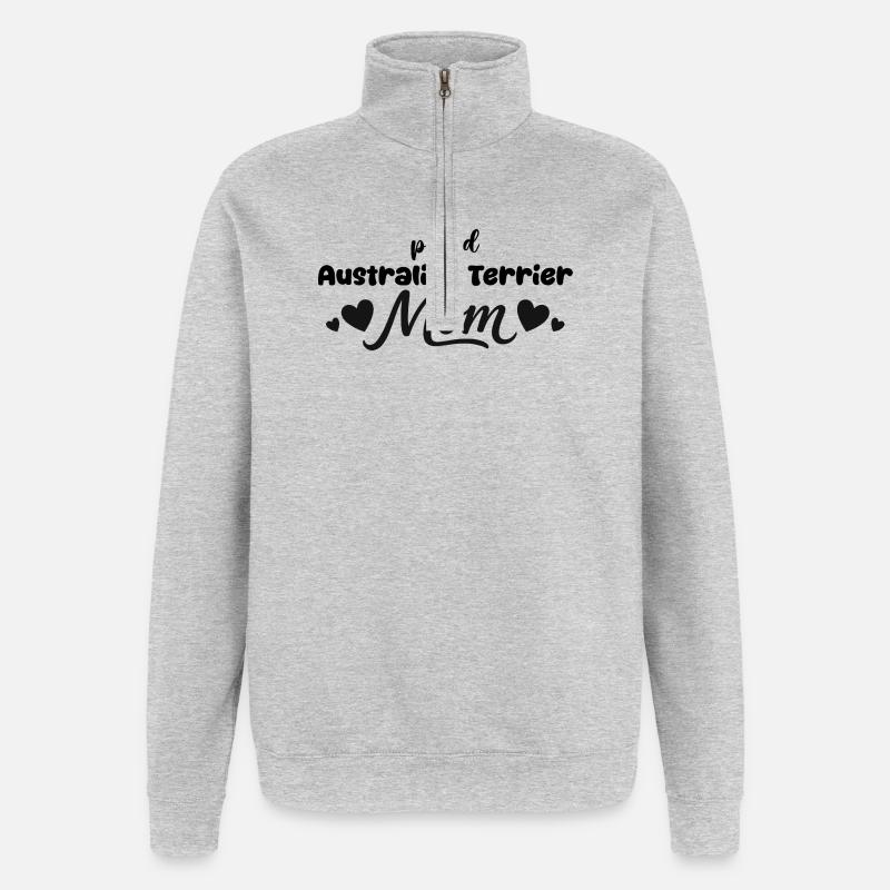 Fière mère Aussie Terrier, Australienne - Sweat à zip 1/4 - gris chiné