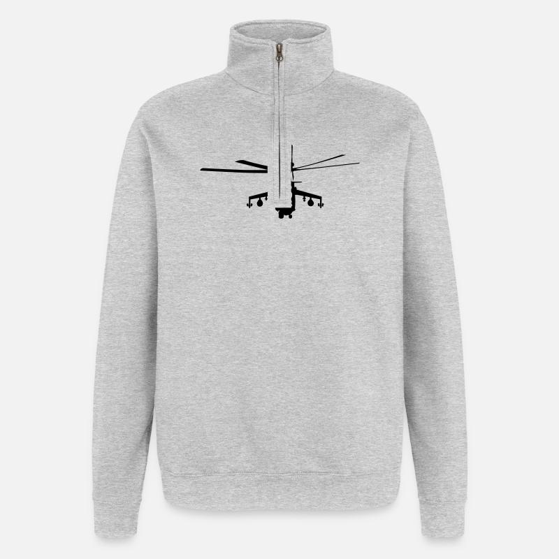 Hubschrauber Mi-24 - Quarter-Zip-Sweatshirt - Grau meliert