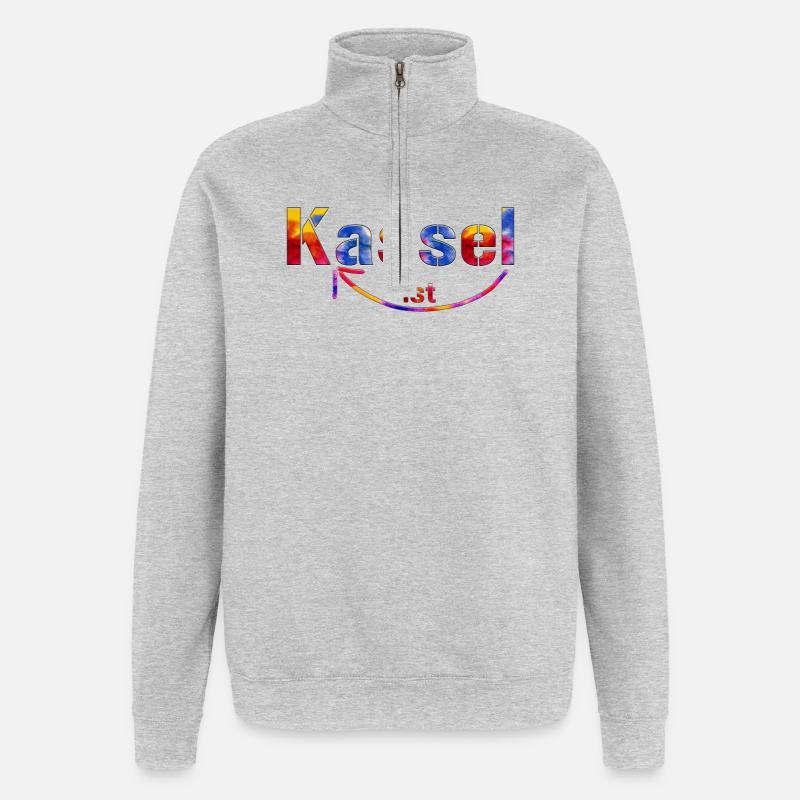 Kassel est super - Sweat à zip 1/4 - gris chiné