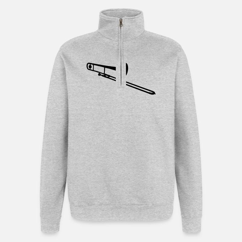 Instrument à vent de trombone - Sweat à zip 1/4 - gris chiné