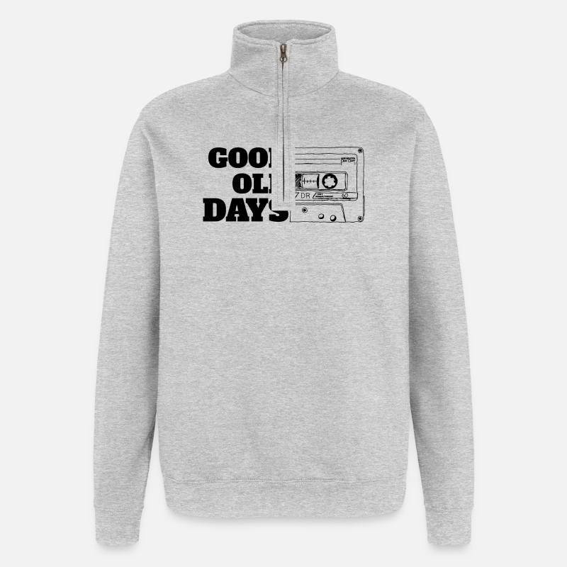 Cassette Good Old Days Blanc - Sweat à zip 1/4 - gris chiné