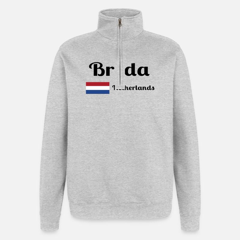 Breda Niederlande - Stilvolle Drucke - Quarter-Zip-Sweatshirt - Grau meliert