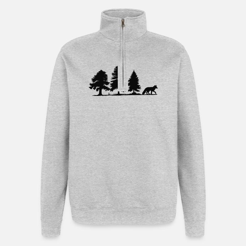 Forest Path Fox Silhouette - Quarter-Zip Sweatshirt - heather grey