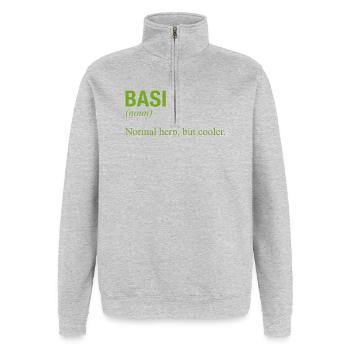 BASIL Basilikum - Quarter-Zip-Sweatshirt - Grau meliert - Vorne - AI Model Female 172 light (172cm) & AI Model Male 178 dark (178cm)