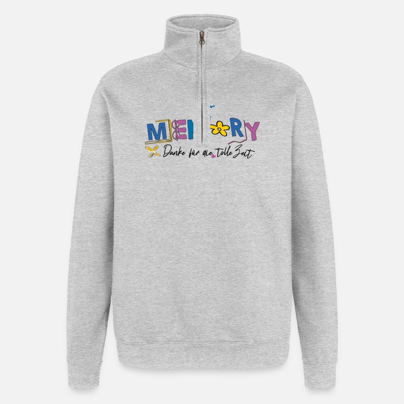 Memory schön war die Zeit - Quarter-Zip-Sweatshirt - Grau meliert