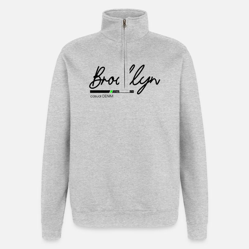 Minimalistische Gestaltung der Berglandschaft - Quarter-Zip-Sweatshirt - Grau meliert