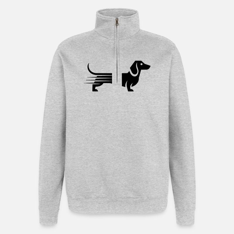 Teckel - Cool Pet Logo - Sweat à zip 1/4 - gris chiné