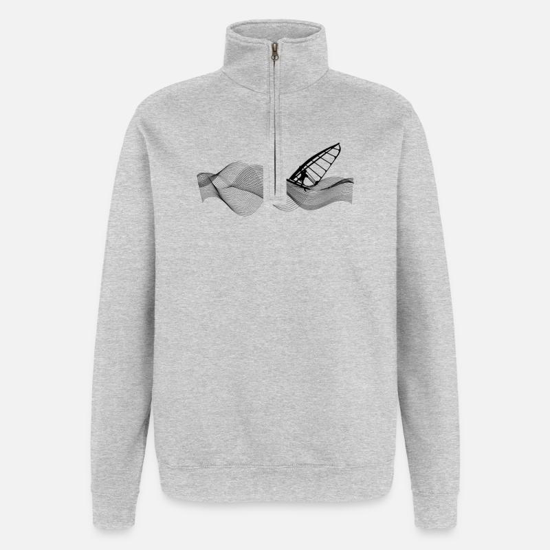 Windsurfer on wave structure - Quarter-Zip Sweatshirt - heather grey