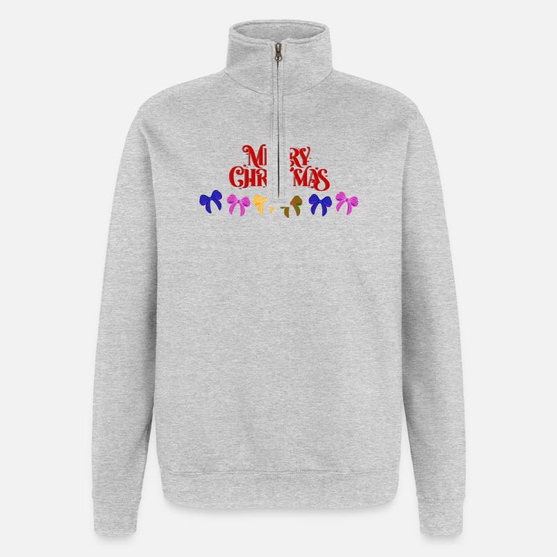 Frohe Weihnachten Bogenparade - Quarter-Zip-Sweatshirt - Grau meliert