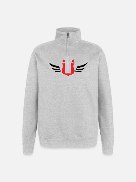 Baseball - Sport - Sweat à zip 1/4 - gris chiné