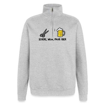 Schere Wein Paar Bier Lustiges Party Wortspiel - Quarter-Zip-Sweatshirt - Grau meliert - Vorne - AI Model Female 172 light (172cm) & AI Model Male 178 dark (178cm)