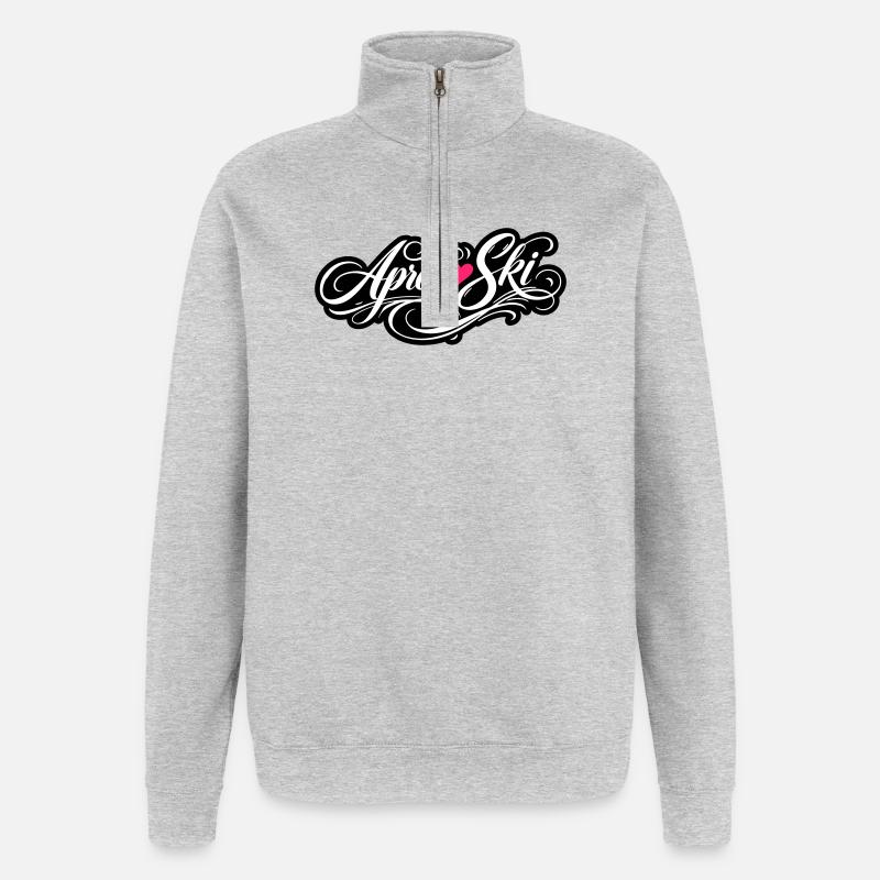 Apres Ski Herz Liebe - Quarter-Zip-Sweatshirt - Grau meliert