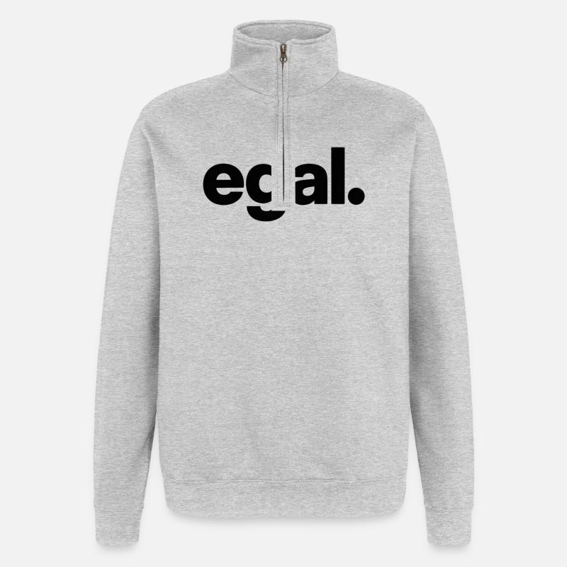 egal. Minimal Deutsches Meme T-Shirt - Quarter-Zip-Sweatshirt - Grau meliert