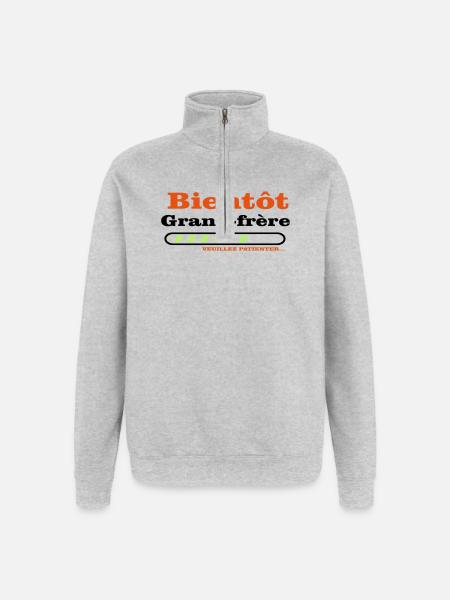 Bald ein großer Bruder - Quarter-Zip-Sweatshirt - Grau meliert