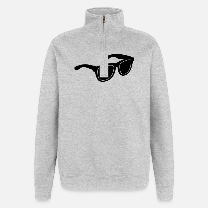 Sonnenbrille - Quarter-Zip-Sweatshirt - Grau meliert