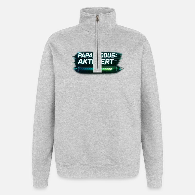 Mode Papa activé – Cadeau pour Papa - Sweat à zip 1/4 - gris chiné